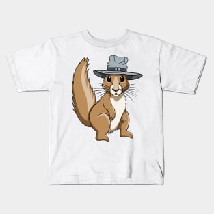 Happy Little Squirrel with Hat Kids T-Shirt